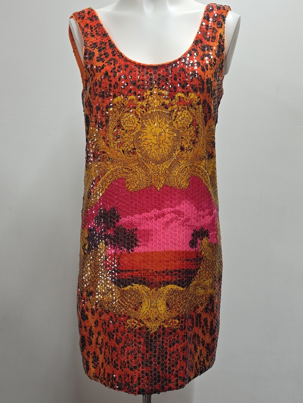 Versace for H&M Sequined Tropic Print Tank Dress Women's Size 6